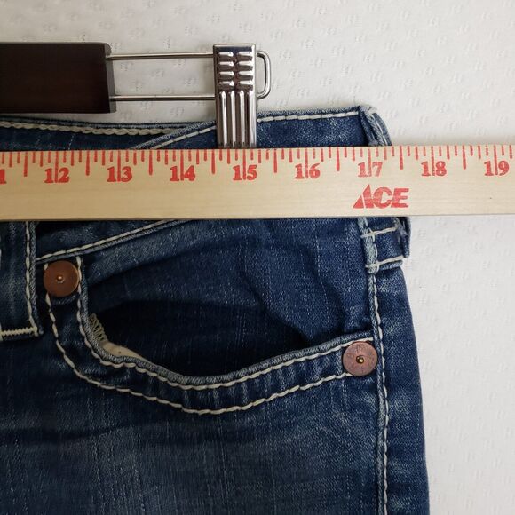 USA True Religion Womens Rainbow Becky Flare Low Rise Flap Pocket Jean Sz 32 - Picture 5 of 12